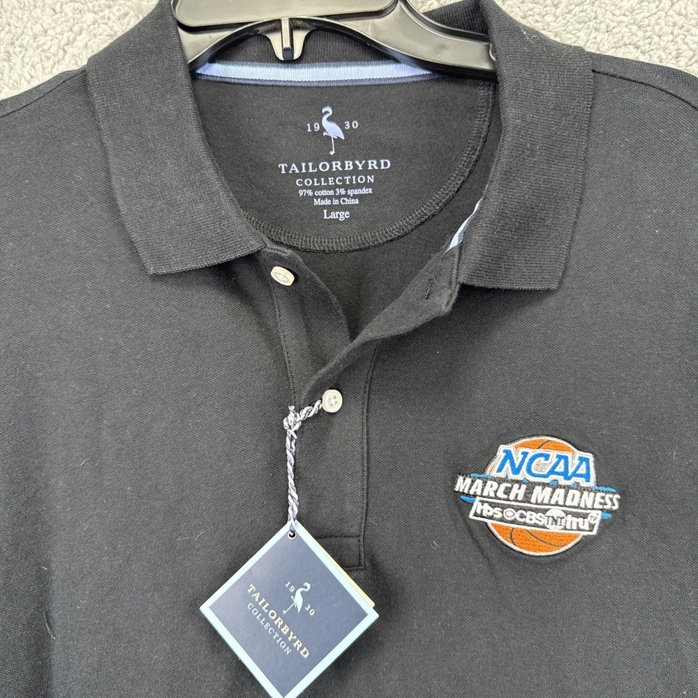 Tailorbyrd Mens Polo Large Black March Madness NCAA CBS TNT Staff MK4CI-SB401